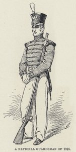 1825 年的国民警卫队（石版画） 作者 美国学校