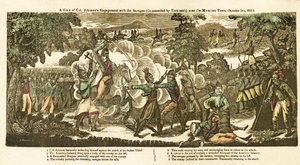 约翰逊上校于 10 月 5 日在摩拉维亚镇附近与野蛮人（由 Tecumseh 指挥）交战的视图 作者 美国学校