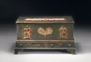 1790年，题为Susana Scheblern的题为Susana Scheblern的彩绘装饰吊顶推拉式衣柜，宾夕法尼亚州，1790年 作者 美国学校