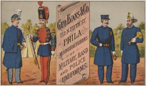George Evans＆Co的广告，军事，乐队和警察制服的制造商，费城第五街132号 作者 美国学校