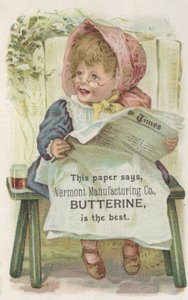 佛蒙特州制造公司Butterine，1880年的广告 作者 美国学校