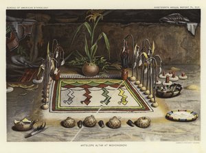 米松诺维的羚羊祭坛（彩色石版画） 作者 美国学校