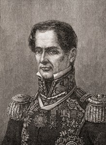 Antonio de Padua Maria Severino Lopez de Santa Anna y Perez de Lebro，摘自《我们国家的历史》，1905 年出版（版画） 作者 American School