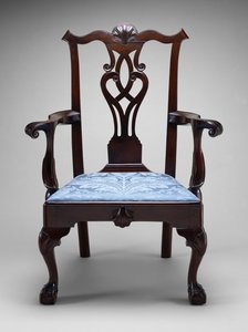 扶手椅c。 1760-1790（黑胡桃；南部黄松） 作者 美国学校