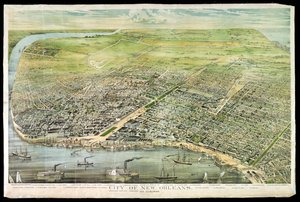 1873年新奥尔良和郊区的鸟瞰图 作者 美国学校