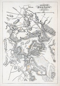 1775年和1776年的波士顿及其周边地区（石印）。 作者 美国学校