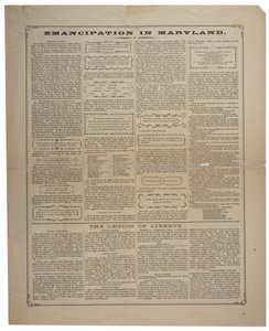 关于招募非裔美国人并在马里兰州，Ringwalt＆Brown（fl.1863-1865），1864年11月1日庆祝解放的宽边（另见GLC 696014,696015和696017） 作者 美国学校