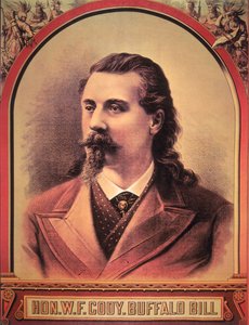 水牛比尔（1846-1917）1886年（彩色平版印刷）。 作者 美国学校