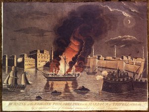 1804年2月16日在的黎波里港烧毁费城护卫舰 作者 美国学校