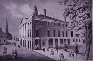 1790 年纽约市华尔街市政厅（雕刻） 作者 美国学校
