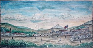 墨西哥佩罗特的城市和城堡（纸上水彩画） 作者 美国学校