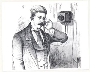 使用的电容器电话，电话由George Bartlett Prescott（1830年），1890年 作者 美国学校