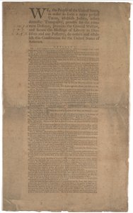 宪法，第一次印刷，由Dunlap＆Claypoole印刷，1787年9月17日至19日（见第2页的GLC 695934） 作者 美国学校