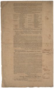 宪法，第一次印刷，由Dunlap＆Claypoole，1787年9月17日至19日印刷（另见GLC 695933，GLC 695934和GLC 695935） 作者 美国学校