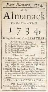 可怜的理查德的封面，一个Almanack，1734年（打印） 作者 美国学校
