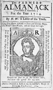 1714年出版的The Farmers Almanack封面（打印） 作者 美国学校