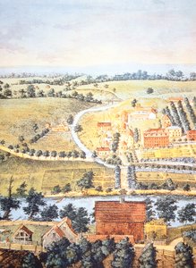 1750年宾夕法尼亚州的耕地（彩色平版印刷）。 作者 美国学校