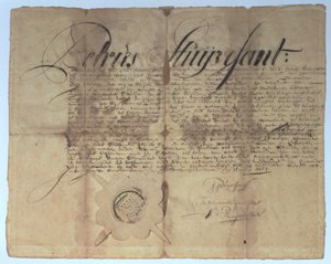 1664年5月15日，新荷兰总干事Peter Stuyvesant签署了契约 作者 美国学校