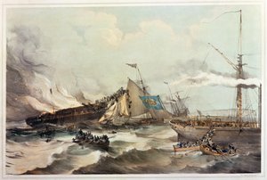 毁灭移民船海洋君主，由麦克卢尔雕刻，1845年