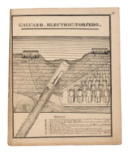 雷恩斯的 Galvano 电动鱼雷示意图（纸张上的钢笔和墨水） 作者 美国学校