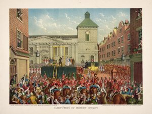 1803 年 9 月 20 日，罗伯特·埃米特在托马斯街被处决，酒吧。 1803（彩色平版） 作者 美国学校