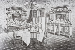 白宫的家庭餐厅在19世纪90年代，华盛顿特区，美利坚合众国 作者 美国学校