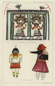 玉米少女、塔卡布-安娜和玛娜的塑像（彩色石版画） 作者 美国学校