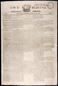 1828年2月21日切诺基凤凰卫视的头版（打印） 作者 美国学校