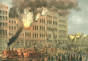 来自芝加哥画报的Lake Street上的Great Fire，由James W. Sheahan撰写的文学描述，由芝加哥Jevne＆Almini出版，1866-67 作者 美国学校
