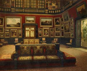 纽约范德比尔特酒店的大厅，约1840年，彩色雕刻。 作者 美国学校