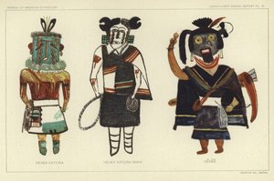 Hehea Katcina、Hehea Kastcina Mana、Hehee（彩色石版画） 作者 美国学校