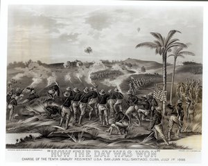 &39;如何赢得胜利&39;，1898年7月1日，古巴圣地亚哥圣胡安山第十骑兵团的指控，酒吧。 1899年 作者 美国学校