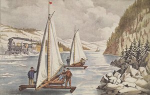 哈德逊，酒吧的冰船比赛。 C. 1855，Currier＆Ives 作者 美国学校