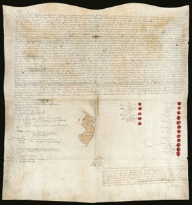 印第安人条约，宾夕法尼亚州伊斯顿会议，1758 年 10 月 23 日（羊皮纸上的钢笔和墨水以及蜡） 作者 美国学校