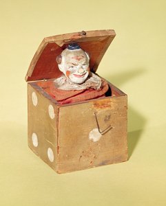Jack-in-the-box（小丑脸），1870-1900（木，纺织，金属，油漆）