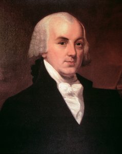 詹姆斯-麦迪逊（1751-1836）（彩色平版印刷）。 作者 美国学校