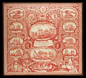 Kerchief纪念1812年战争的胜利，1815年（棉花） 作者 美国学校
