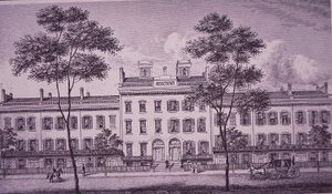 1831年的LeRoy Place，现在的格林威治村Bleecker街的一部分（雕刻）。 作者 美国学校