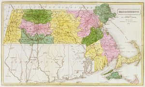 马萨诸塞州的地图，来自&39;马萨诸塞州的历史收藏&39;，约翰沃伦巴伯，1839年