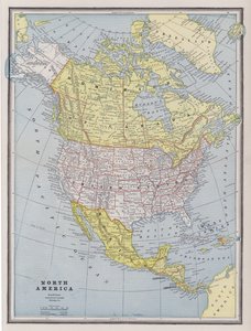 北美洲地图（彩色雕刻版 作者 美国学校