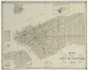 纽约市的地图。 作者 美国学校