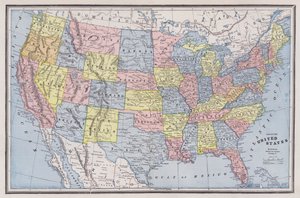 Map of the United States (coloured engraving) 作者 美国学校