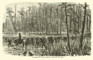 1863年3月，McClernands队在沼泽中行进 作者 美国学校