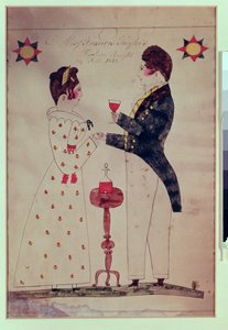 弗朗西斯·泰勒小姐和未婚夫，1831年（纸上写着） 作者 美国学校