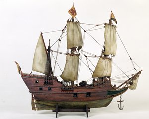 半月模型，Henry Hudsons Ship，1825-1900（木，帆布，金属，油漆，弦）