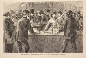 Mrs. Woodhull Asserting Her Right to Vote, engraving from Harpers Weekly, November 25 作者 美国学校