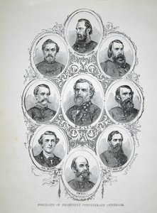 南方军著名将领的九幅画像（石印）。 作者 美国学校