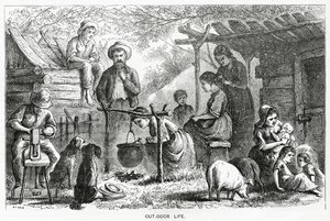 1872年3月23日，来自Appletons Journal的户外生活，故事插图，一个流浪者社区 作者 美国学校