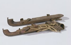 双冰鞋，1825-75（木，铁，皮革，纤维）