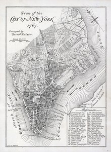 1767年纽约市规划图（石印）。 作者 美国学校